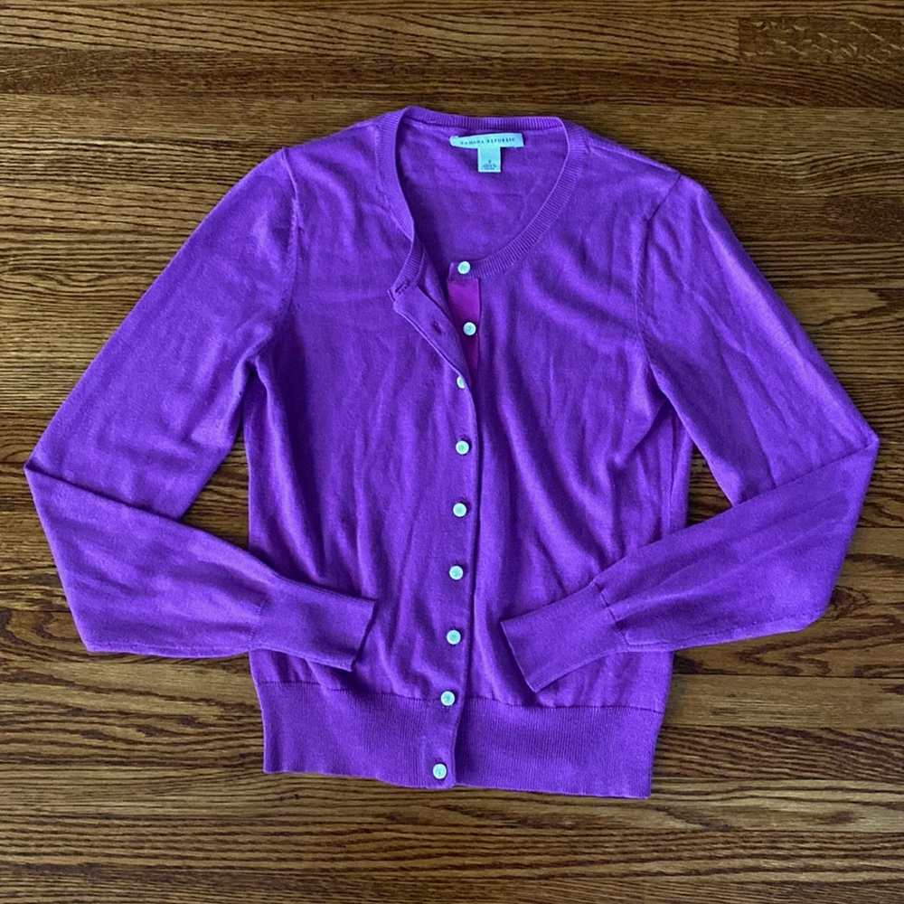 Banana Republic Purple Silk Blend Cardigan
